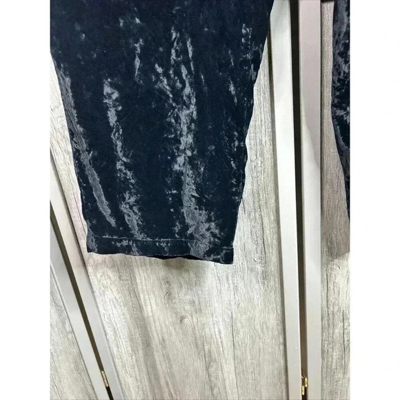 CP Shades Crushed Velvet Pants Large Wide Leg Elastic Waist Black Color - Picture 2 of 5